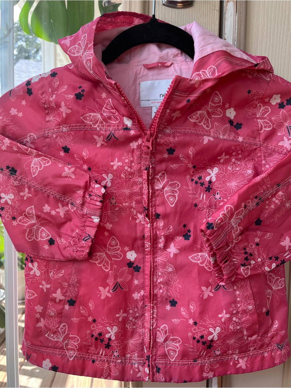 next Girls Pink Floral Butterfly Hooded Jacket